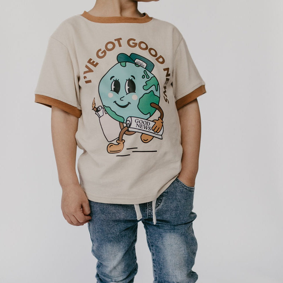 Good News Ringer Retro tee. - Little & Brave