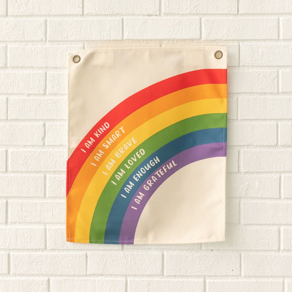 Rainbow Affirmation words Canvas Wall