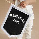 Personalized Name Jesus Loves, Hanging Banner.