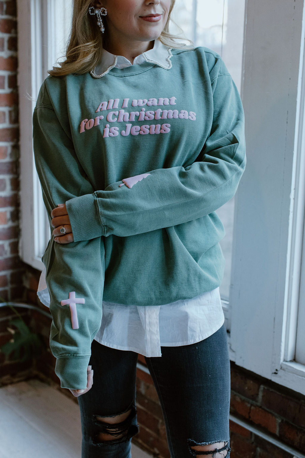 All I want for Christmas is Jesus - Adult Crewneck - Little & Brave