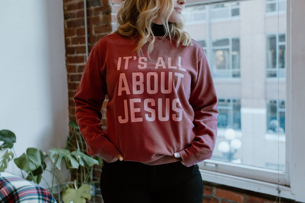 It's All About Jesus - Adult Crewneck - Little & Brave